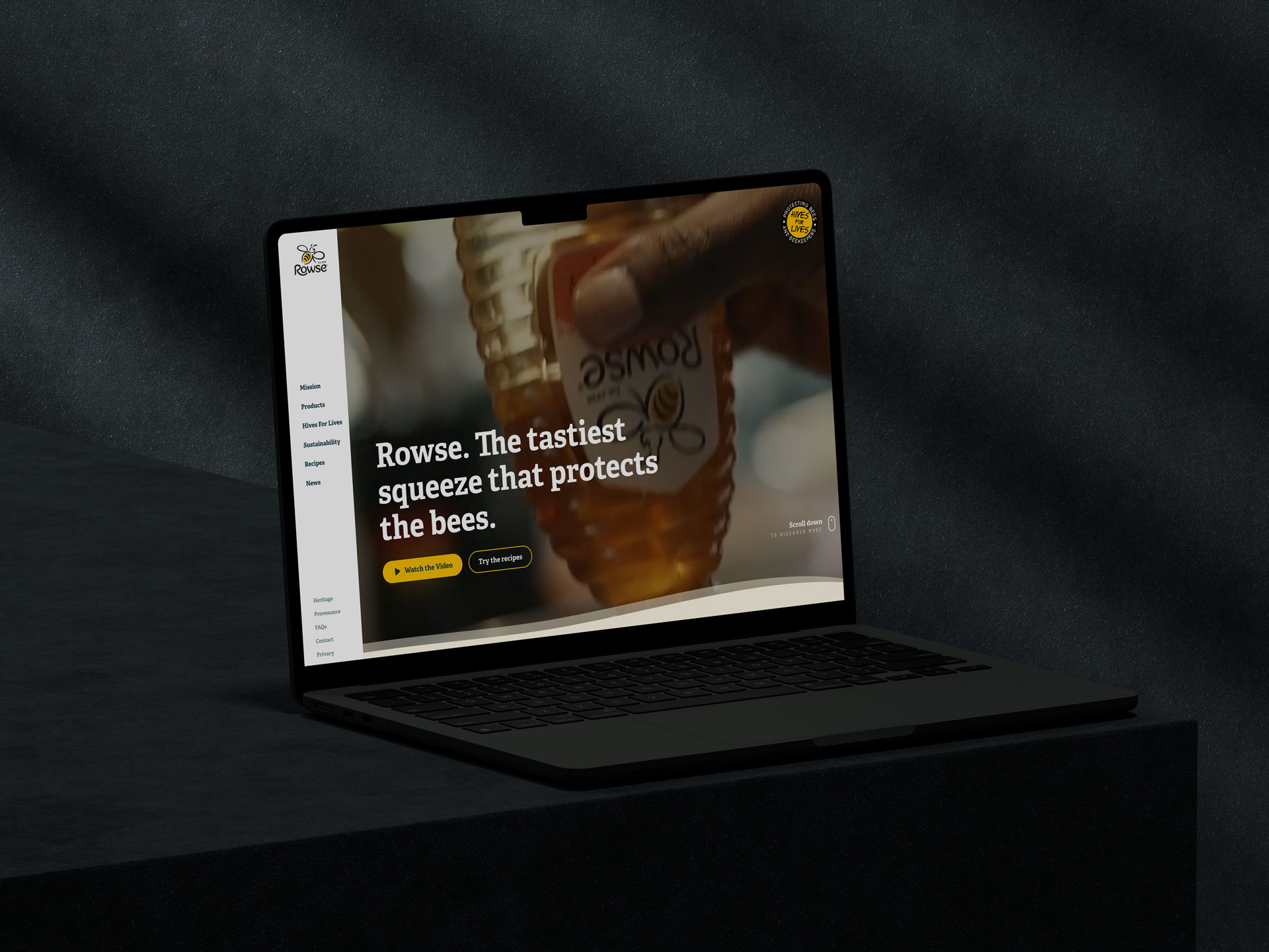 A screenshot of the Rowse Honey Marketing website.